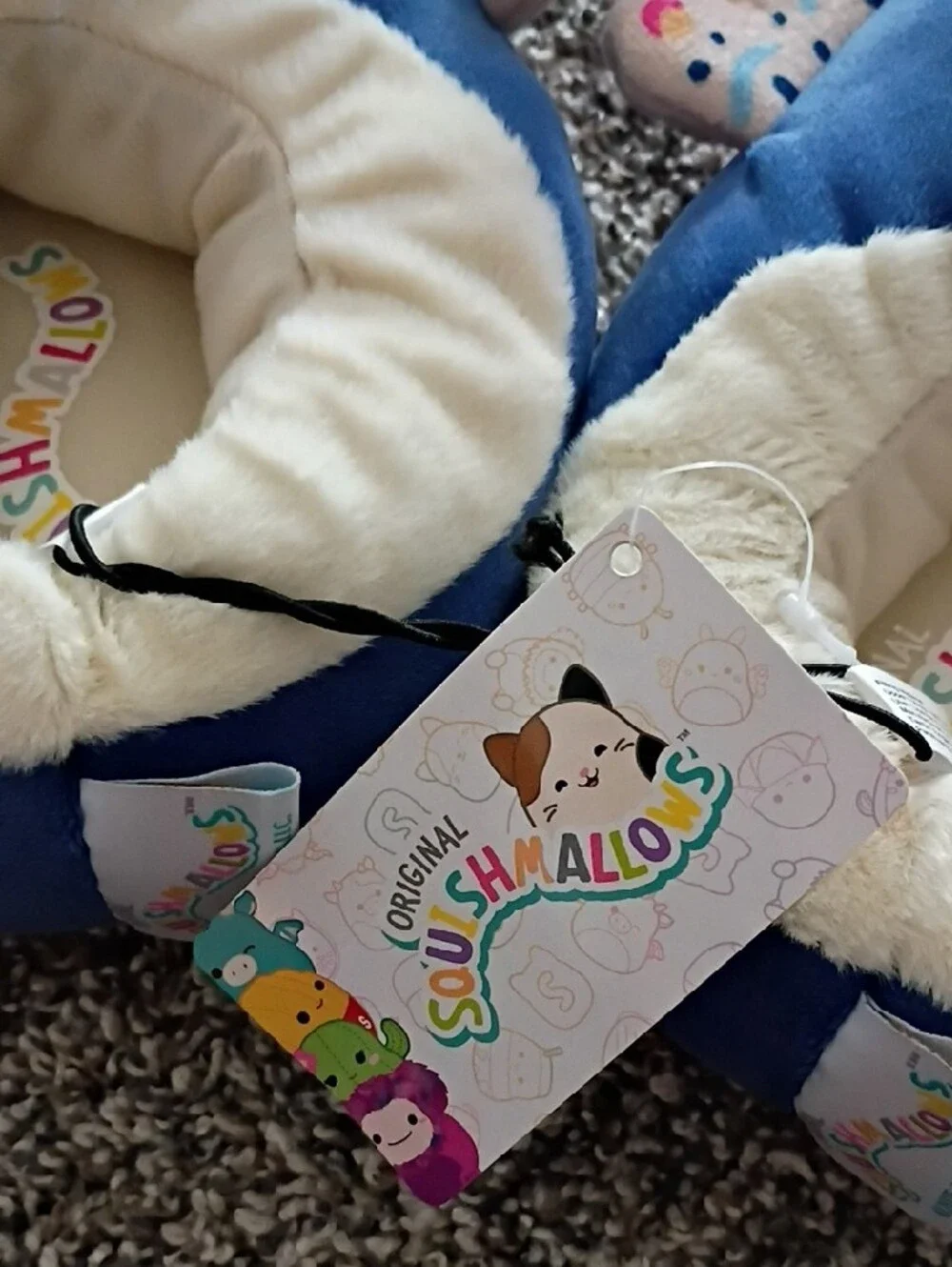 Squishmallows Blue Kids Slippers with Pink Antennae and Patterned Wings